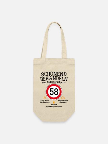 58. Geburtstag Schonend Behandeln Oldtimer Ist 58 - Geschenkbeutel für Flaschen - Natur