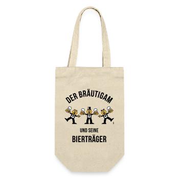 Der Bräutigam / Bierträger (Karikatur / 3C / B) - Geschenkbeutel für Flaschen - Natur - Vorne
