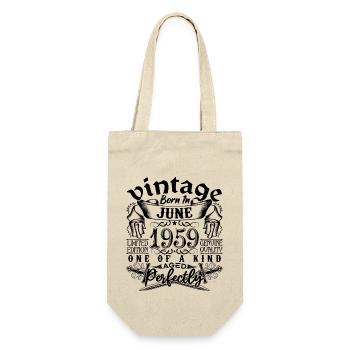 Geburtstag 1959 Juni 1959! geboren Juni 1959 - Geschenkbeutel für Flaschen - Natur - Vorne