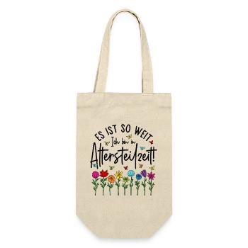 Altersteilzeit Garten bunte Blumen Ruhestand Rente - Geschenkbeutel für Flaschen - Natur - Vorne