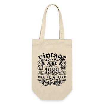 Geburtstag 1989 Juni 1989! geboren im Juni 1989 - Geschenkbeutel für Flaschen - Natur - Vorne