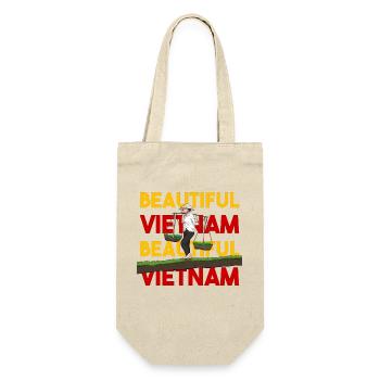 Vietnam Viet Bauern Reisfeld Flagge I Geschenk - Geschenkbeutel für Flaschen - Natur - Vorne