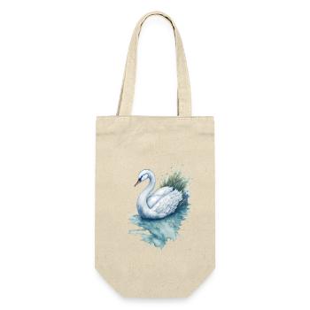 Anmutige Schwanen-Aquarellmalerei - Geschenkbeutel für Flaschen - Natur - Vorne