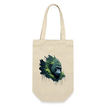 Aquarell Gorilla mit Blättern - Geschenkbeutel für Flaschen - Natur - Vorne