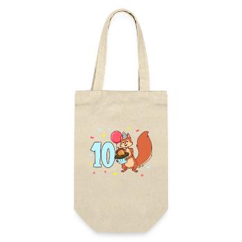 Mit Eichhörnchen - Kinder Geburtstag 10 Jahre - Geschenkbeutel für Flaschen - Natur - Vorne