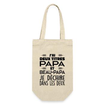 J'ai Deux Titres Papa et Beau Papa - Meilleur Papa - Sac à bouteille - nature - Devant