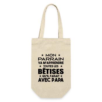 Mon Parrain Va M'apprendre Les Bêtises Humour - Sac à bouteille - nature - Devant