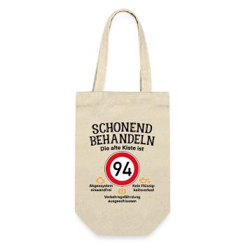 94. Geburtstag Schonend Behandeln 94 Alte Kiste 94 - Geschenkbeutel für Flaschen - Natur - Vorne