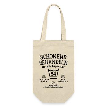 54. Geburtstag Schonend Behandeln Alte Lappen 54 - Geschenkbeutel für Flaschen - Natur - Vorne