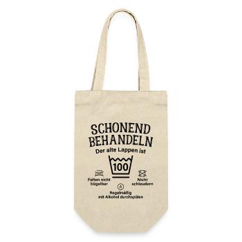 100. Geburtstag Schonend Behandeln Alte Lappen 100 - Geschenkbeutel für Flaschen - Natur - Vorne