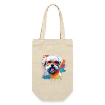 Malteser Hund Hunderasse - Geschenkbeutel für Flaschen - Natur - Vorne