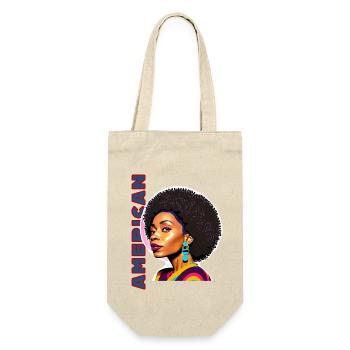 Femme noire avec lettrage américain - Sac à bouteille - nature - Devant
