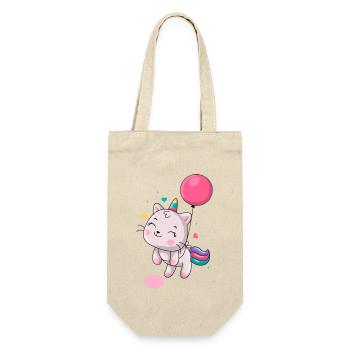 Einhorn schwebt mit Ballon - Geschenkbeutel für Flaschen - Natur - Vorne