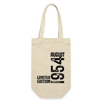 Geschenk August 1954. Geburtstag: August 1954. August - Geschenkbeutel für Flaschen - Natur - Vorne