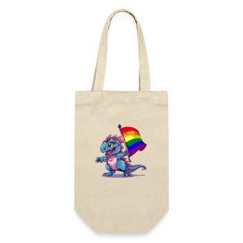 Stolz Dinosaurier LGBT Schwul Lesbisch Transgender Cool - Geschenkbeutel für Flaschen - Natur - Vorne