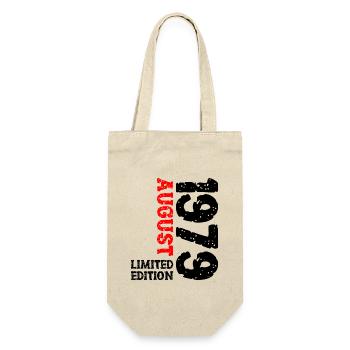 1979 August Limited Edition 44. Geburtstag Outfit - Geschenkbeutel für Flaschen - Natur - Vorne