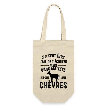 Je Pense A Mes Chèvres! Citation drôle agriculteur - Sac à bouteille - nature - Devant