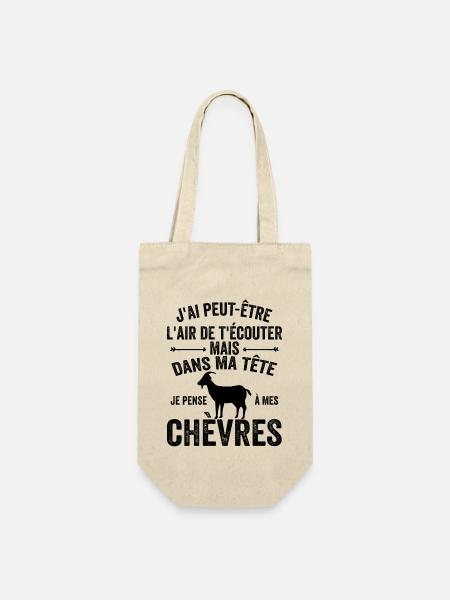 Je Pense A Mes Chèvres! Citation drôle agriculteur - Sac à bouteille - nature