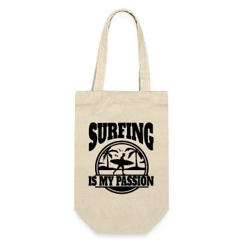 Surfer Surfbrett Wellenreiten surfen Surferin - Geschenkbeutel für Flaschen - Natur - Vorne