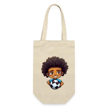 Afro Black Kid Boy Girl Soccer - Gift Bag for Bottles - nature - Front
