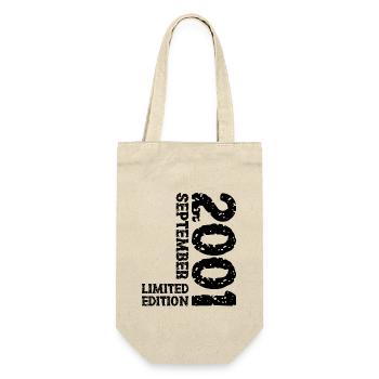 2001 September Limited Edition 22. Geburtstag Deko - Geschenkbeutel für Flaschen - Natur - Vorne
