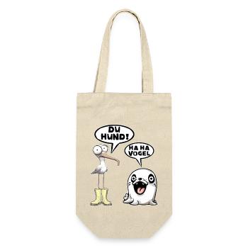 Seehund Möwe Vogel Hund - Geschenkbeutel für Flaschen - Natur - Vorne