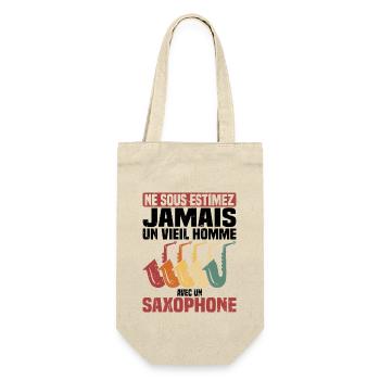 Un vieil homme avec un saxophone - Sac à bouteille - nature - Devant