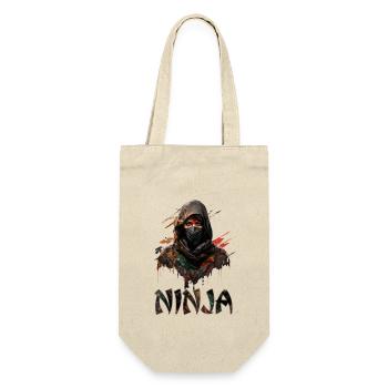 Schöne Frau als Ninja verkleidet für Ninja Fans - Geschenkbeutel für Flaschen - Natur - Vorne