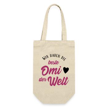 Wir haben die beste Omi der Welt - Geschenkbeutel für Flaschen - Natur - Vorne