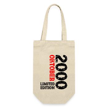 2000 Oktober Limited Edition 23. Geburtstag Deko - Geschenkbeutel für Flaschen - Natur - Vorne