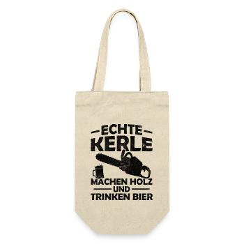Echte kerle machen holz und trinken bier - Geschenkbeutel für Flaschen - Natur - Vorne