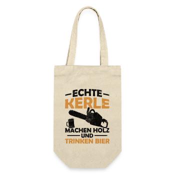 Echte kerle machen holz und trinken bier - Geschenkbeutel für Flaschen - Natur - Vorne