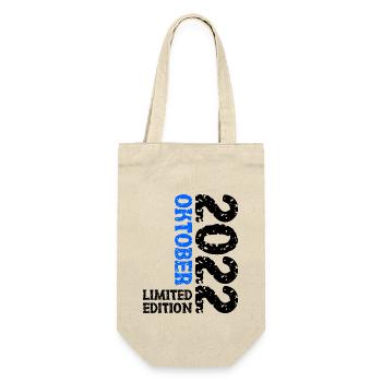 2022 Oktober Limited Edition 1. Geburtstag Deko - Geschenkbeutel für Flaschen - Natur - Vorne