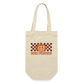 Klein Pumpkin - Lustig Retro Thanksgiving Thankful - Geschenkbeutel für Flaschen - Natur - Vorne