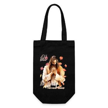 Fall Jesus He Never Leaves: Christian Autumn Vibes - Geschenkbeutel für Flaschen - Schwarz - Vorne