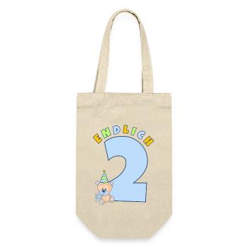 ENDLICH 2 Zweiter Geburtstag Kindergeburtstag Bär - Geschenkbeutel für Flaschen - Natur - Vorne