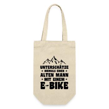 Unterschätze niemals einen alten Mann mit E-Bike - Geschenkbeutel für Flaschen - Natur - Vorne