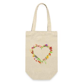 Herz aus Blumen - Geschenkbeutel für Flaschen - Natur - Vorne
