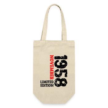 1958 November Limited Edition 65th Birthday Decoration - Gift Bag for Bottles - nature - Front