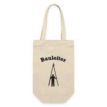 Bauleiter Leiter Wortspiel Bauen Hausbau Baustelle - Geschenkbeutel für Flaschen - Natur - Vorne