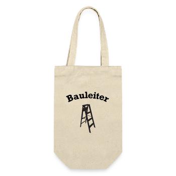 Bauleiter Leiter Wortspiel Bauen Hausbau Baustelle - Geschenkbeutel für Flaschen - Natur - Vorne