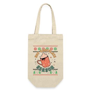 Hot Chocolate Season - Retro Ugly Christmas Xmas - Geschenkbeutel für Flaschen - Natur - Vorne