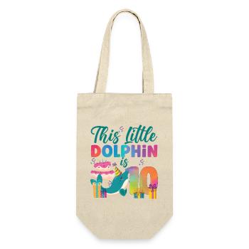 Dolphin 10th Birthday Watercolor - Geschenkbeutel für Flaschen - Natur - Vorne