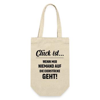 Glück ist wenn mir niemand auf die Eierstöcke geht - Geschenkbeutel für Flaschen - Natur - Vorne