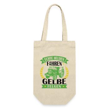 Echte helden fahren gelbe felgen - Geschenkbeutel für Flaschen - Natur - Vorne