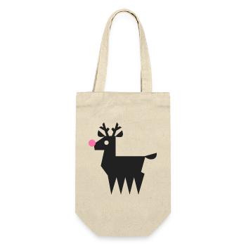 Reindeer Rudolf logo L black with neon pink nose - Gift Bag for Bottles - nature - Front