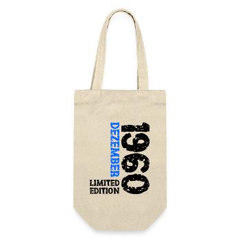 1960 Dezember Limited Edition 63. Geburtstag Deko - Geschenkbeutel für Flaschen - Natur - Vorne