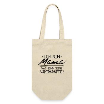 Ich Bin Mama Was SInd Deine Superkräfte? - Geschenkbeutel für Flaschen - Natur - Vorne