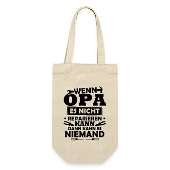 Wenn Opa es nicht reparieren kann, kann es keiner - Geschenkbeutel für Flaschen - Natur - Vorne