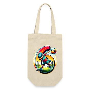 6 Year Old Boy Football Birthday Shirt Idea - Gift Bag for Bottles - nature - Front